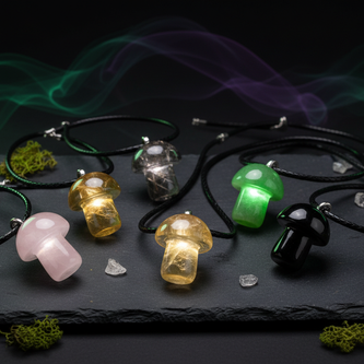 Natural Stone Mushroom Pendant Necklaces
