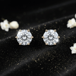 1.0ct Rose Gold 925 Hundred Faces Cut Moissanite Diamond 6.5mm Round Ear Studs - DP Online