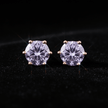 1.0ct Rose Gold 925 Lavender Moissanite Diamond 6.5mm Round Ear Studs - DP Online