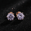 1.0ct Rose Gold 925 Lavender Moissanite Diamond 6.5mm Round Ear Studs - DP Online