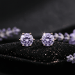 1.0ct Rose Gold 925 Lavender Moissanite Diamond 6.5mm Round Ear Studs - DP Online