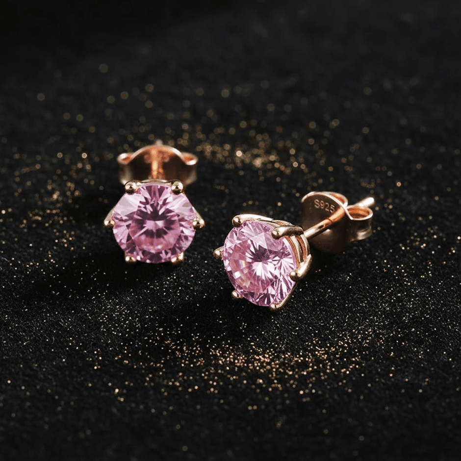 1.0ct Rose Gold 925 Pink Moissanite Earrings