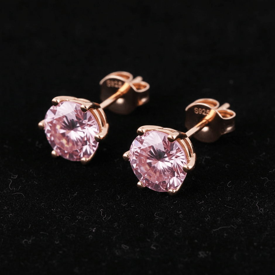 1.0ct Rose Gold 925 Pink Moissanite Earrings