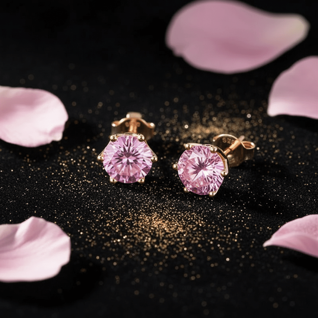1.0ct Rose Gold 925 Pink Moissanite Earrings