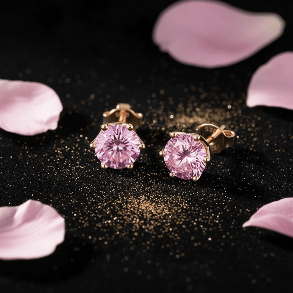 1.0ct Rose Gold 925 Pink Moissanite Earrings