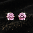 1.0ct Rose Gold 925 Purplish Pink Moissanite Diamond 6.5mm Round Ear Studs - DP Online