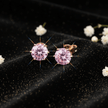 1.0ct Rose Gold 925 Purplish Pink Moissanite Diamond 6.5mm Round Ear Studs - DP Online