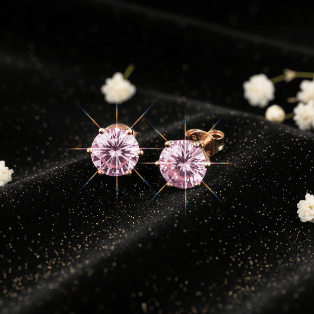 1.0ct Rose Gold Purplish Pink Moissanite Earrings