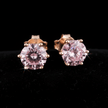 1.0ct Rose Gold 925 Purplish Pink Moissanite Diamond 6.5mm Round Ear Studs - DP Online