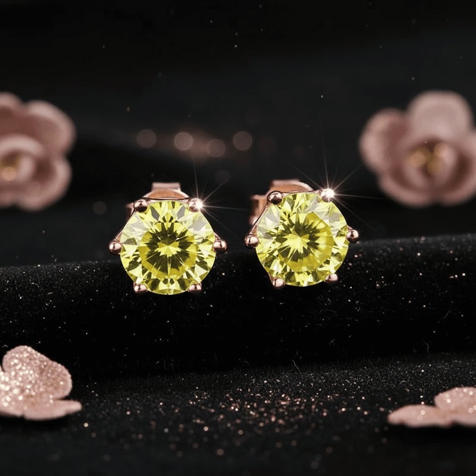 1.0ct Rose Gold 925 Yellow Moissanite Earrings