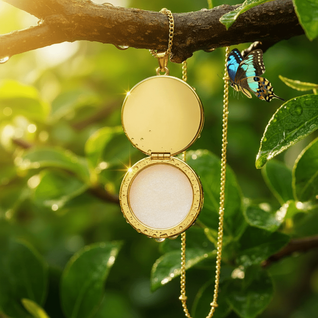 14ct Gold Opal Lip Balm Locket Pendant Necklace with Lip Balm - DP Online