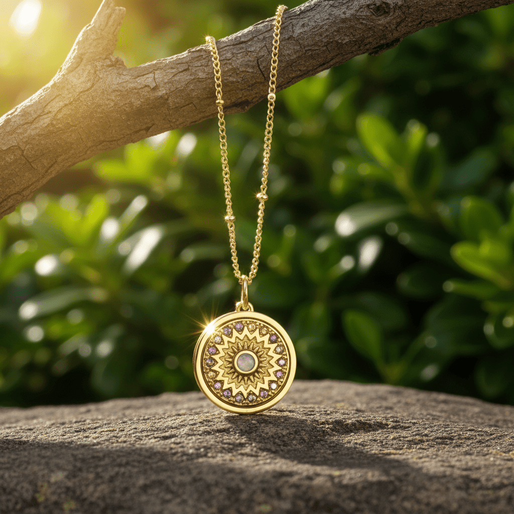 14ct Gold Opal Lip Balm Locket Pendant Necklace with Lip Balm - DP Online