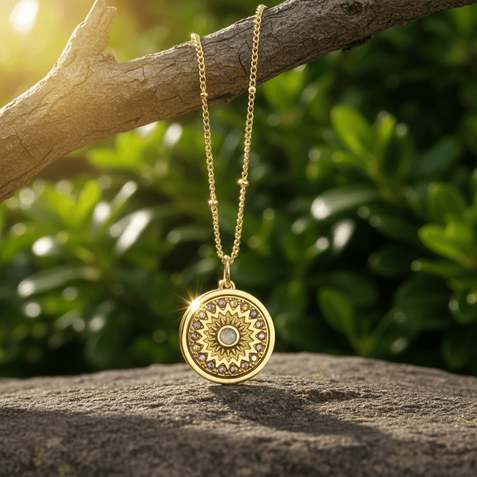 14ct Gold Opal Lip Balm Locket Pendant Necklace with Lip Balm - DP Online