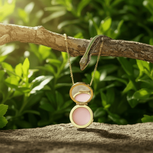 14ct Gold Ruby Lip Balm Locket Pendant Necklace with Lip Balm - DP Online