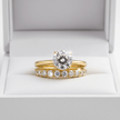 14ct Gold Titanium Steel 2ct Moissanite Diamond Ring Set - DP Online