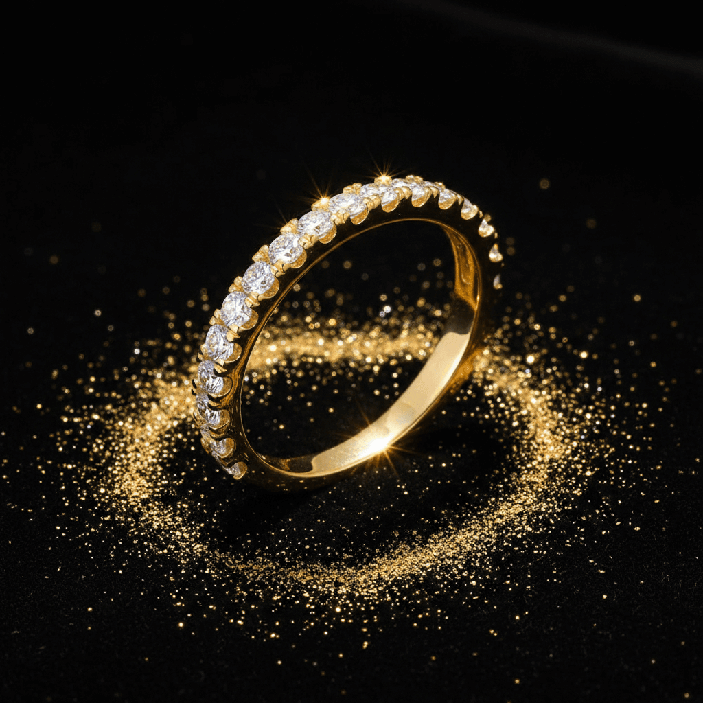 14ct Gold Titanium Steel Moissanite Diamond Wedding Band - DP Online