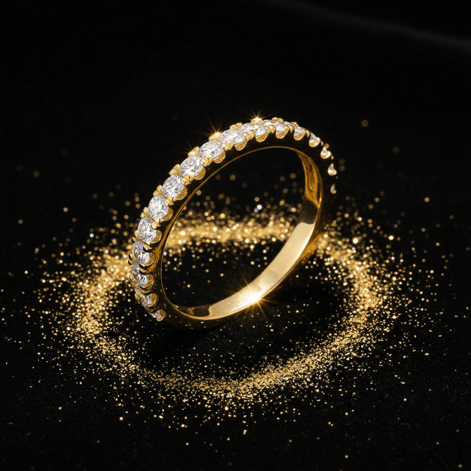 14ct Gold Titanium Steel Moissanite Diamond Wedding Band - DP Online