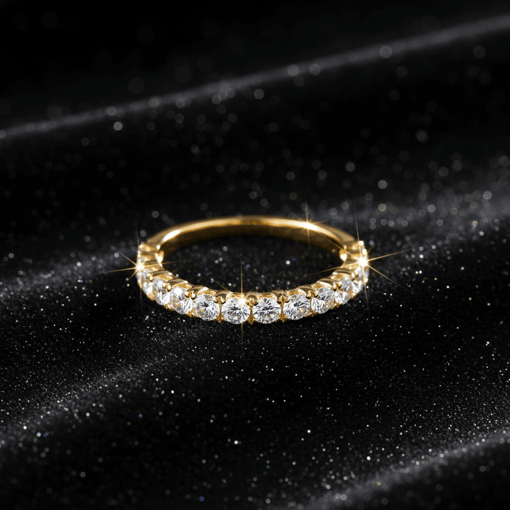 14ct Gold Titanium Steel Moissanite Diamond Wedding Band - DP Online