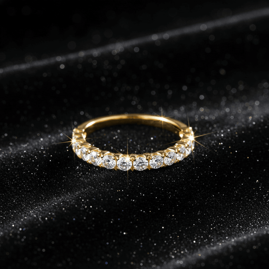 14ct Gold Titanium Steel Moissanite Diamond Wedding Band - DP Online