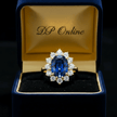14ct Gold Titanium Steel Oval Lab-created Blue Sapphire and Cubic Zirconia Ring - DP Online