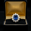 14ct Gold Titanium Steel Oval Lab-created Blue Sapphire and Cubic Zirconia Ring - DP Online