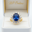 14ct Gold Titanium Steel Oval Lab-created Blue Sapphire and Cubic Zirconia Ring - DP Online