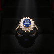 14ct Gold Titanium Steel Royal Blue Sapphire Vionne Cubic Zirconia Ring - DP Online