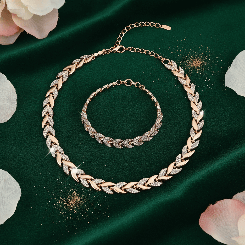 14ct Rose Gold Titanium Steel Elegant Crystal Fish Tail Set - DP Online