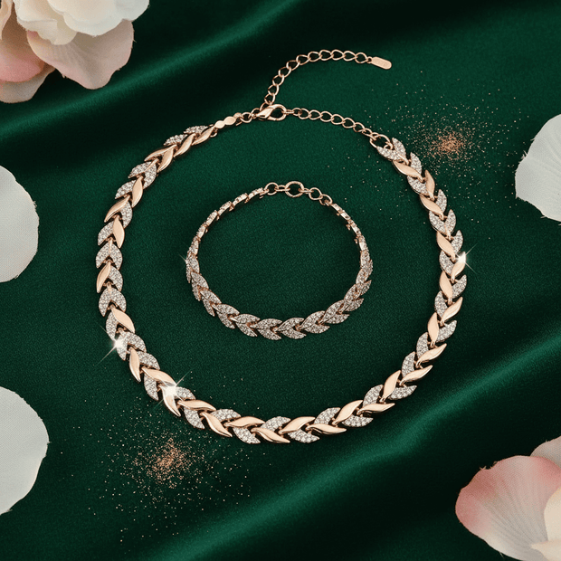 14ct Rose Gold Titanium Steel Elegant Crystal Fish Tail Set - DP Online