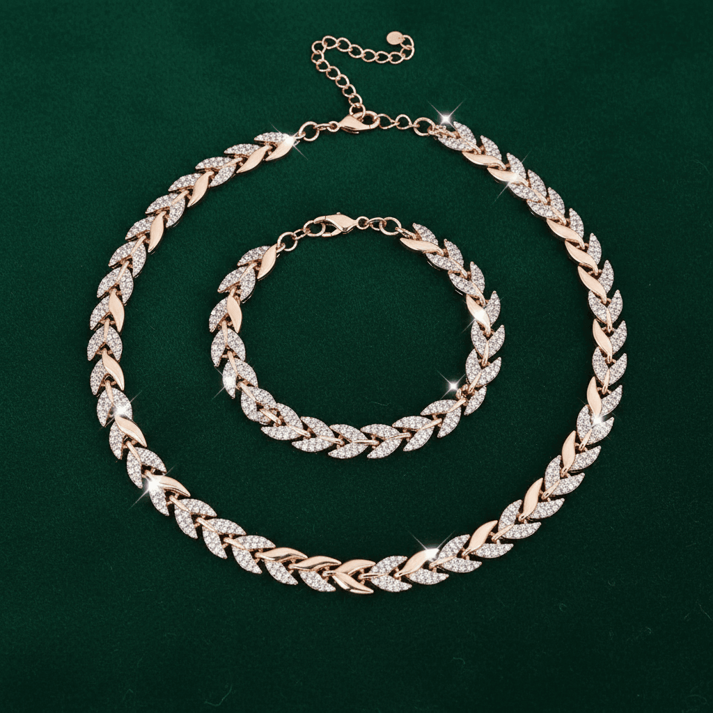 14ct Rose Gold Titanium Steel Elegant Crystal Fish Tail Set - DP Online