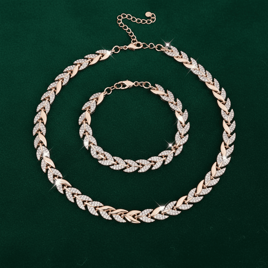 14ct Rose Gold Titanium Steel Elegant Crystal Fish Tail Set - DP Online