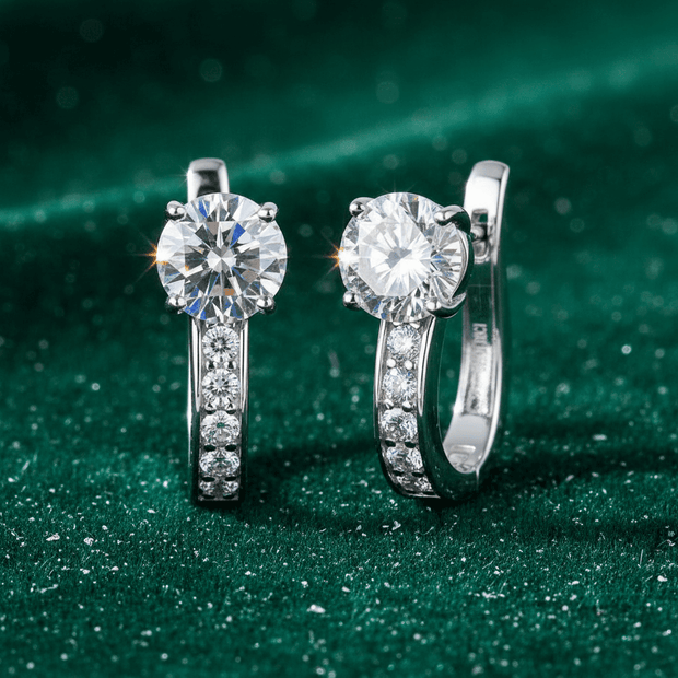 14ct White Gold Moissanite Huggie Hoop Earrings - DP Online