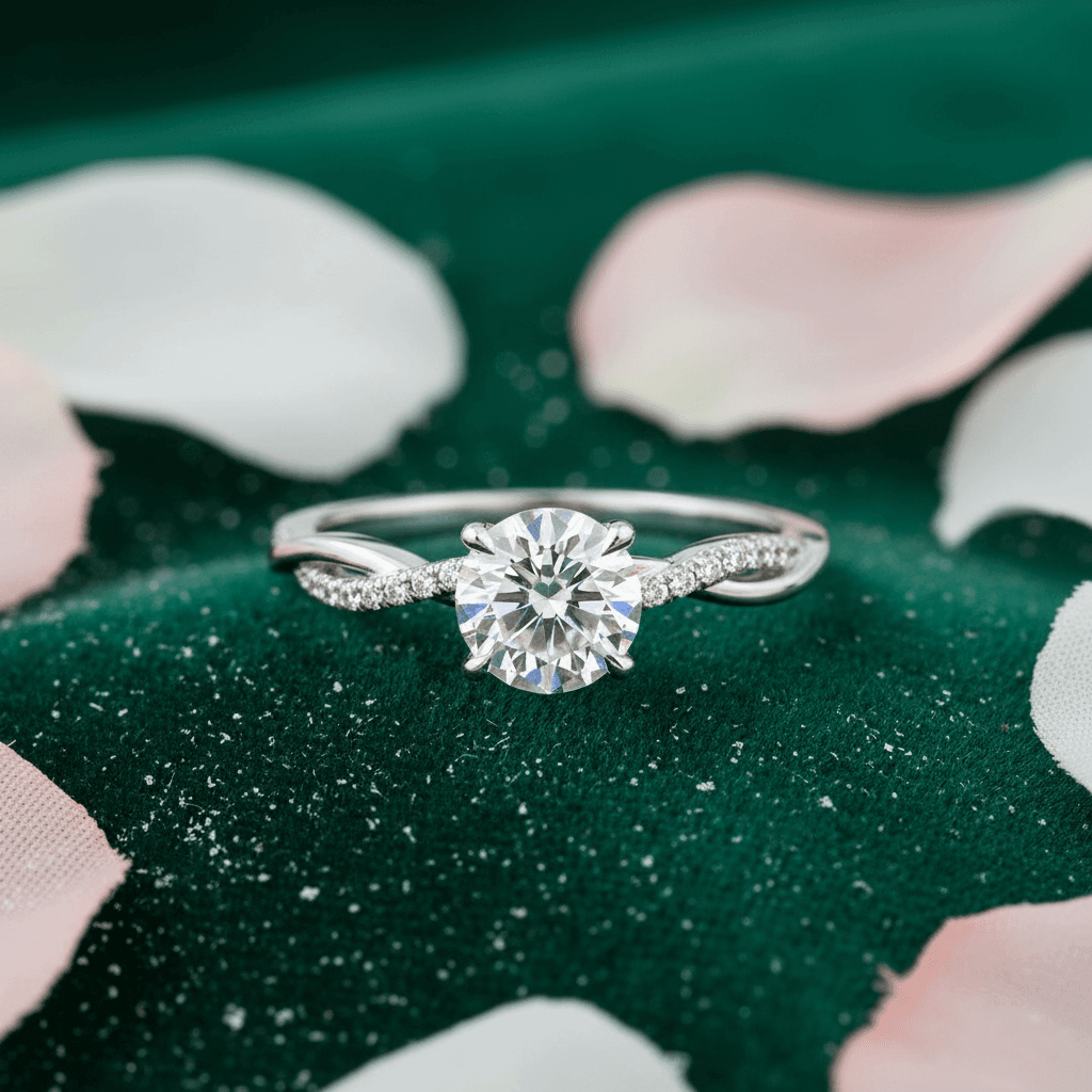 14ct White Gold Titanium Steel Moissanite Diamond Ring - DP Online