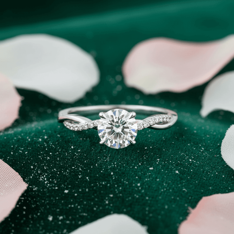 14ct White Gold Titanium Steel Moissanite Diamond Ring - DP Online