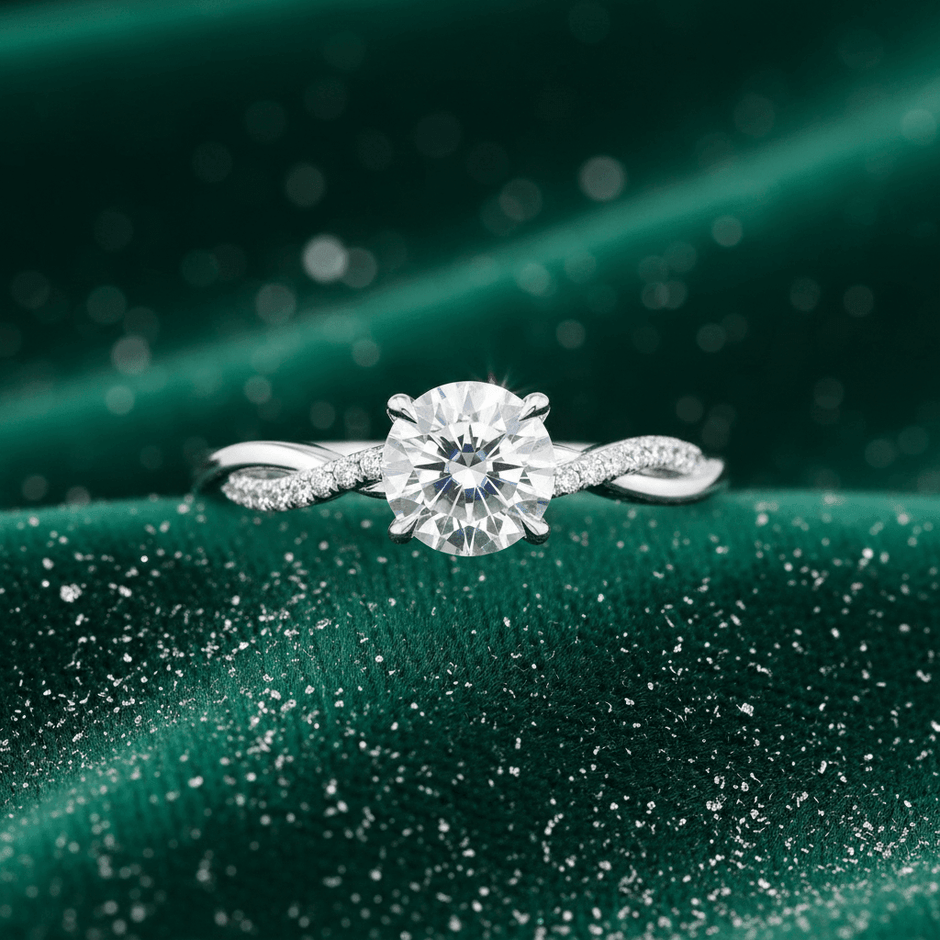 14ct White Gold Titanium Steel Moissanite Diamond Ring - DP Online