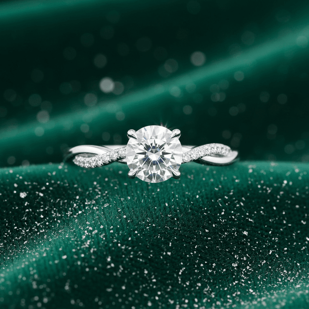 14ct White Gold Titanium Steel Moissanite Diamond Ring - DP Online