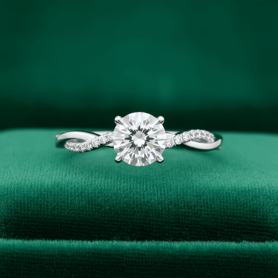 14ct White Gold Titanium Steel Moissanite Diamond Ring - DP Online