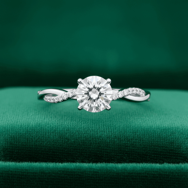 14ct White Gold Titanium Steel Moissanite Diamond Ring - DP Online