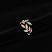 14kt Gold White Opal Leaf Ring — V1 Clean