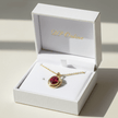 16-Inch 40cm 14ct Gold Red Cubic Zirconia Pendant Necklace