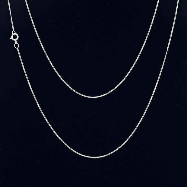 16" 41cm 9ct White Gold Fine Curb Chain Necklace - DP Online