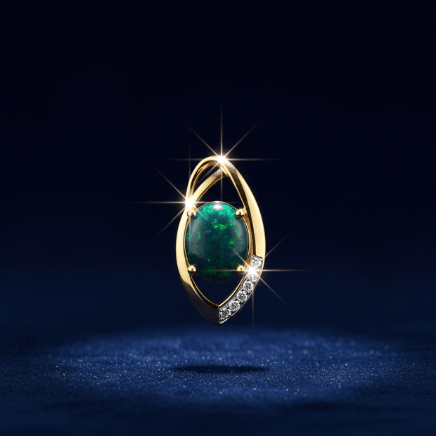 1.85 Carat Triplet Opal and Diamond Pendant In 9ct Yellow Gold - DP Online