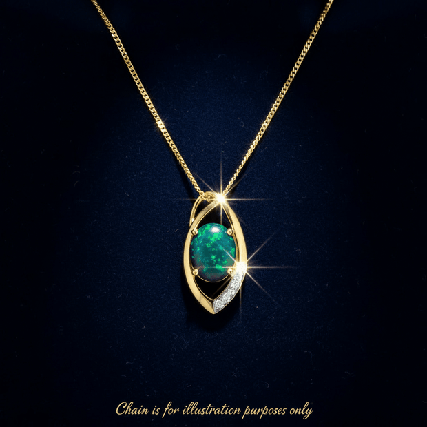 1.85 Carat Triplet Opal and Diamond Pendant In 9ct Yellow Gold - DP Online