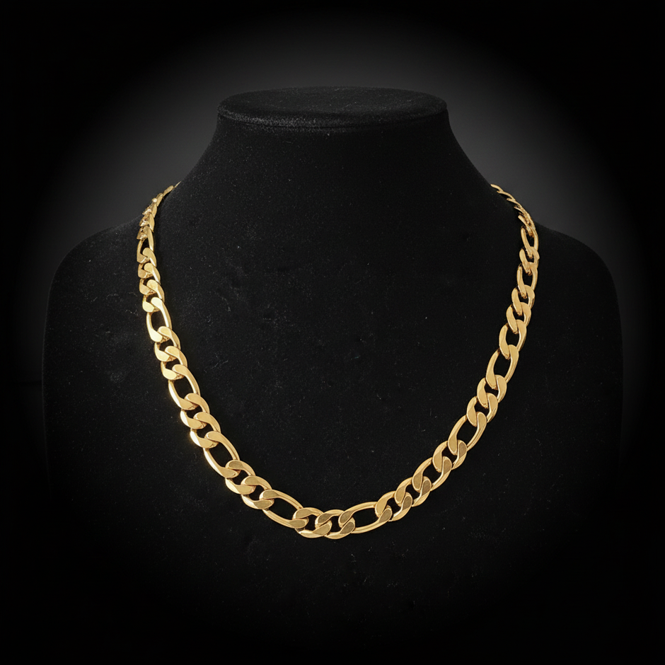 18ct Gold 12mm Figaro - Bust