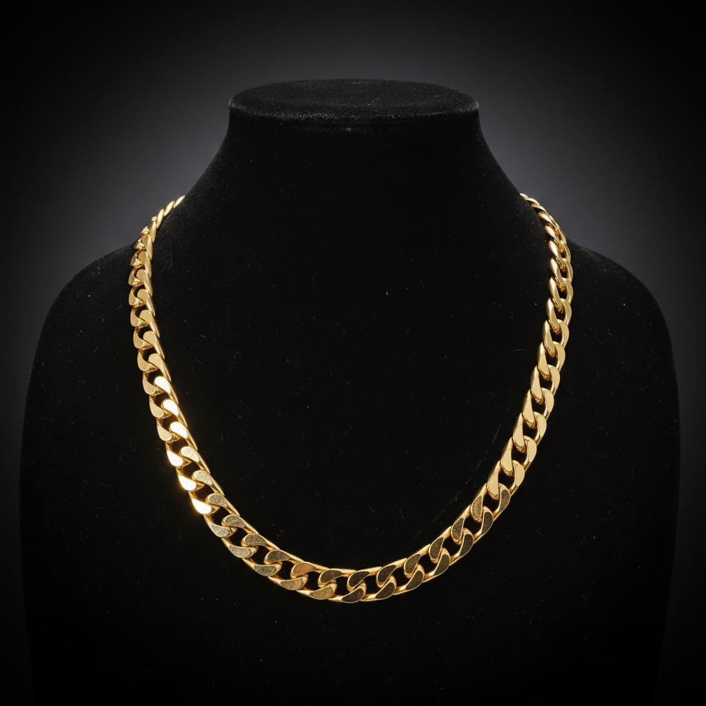 18ct Gold 12mm Link Chain - Bust