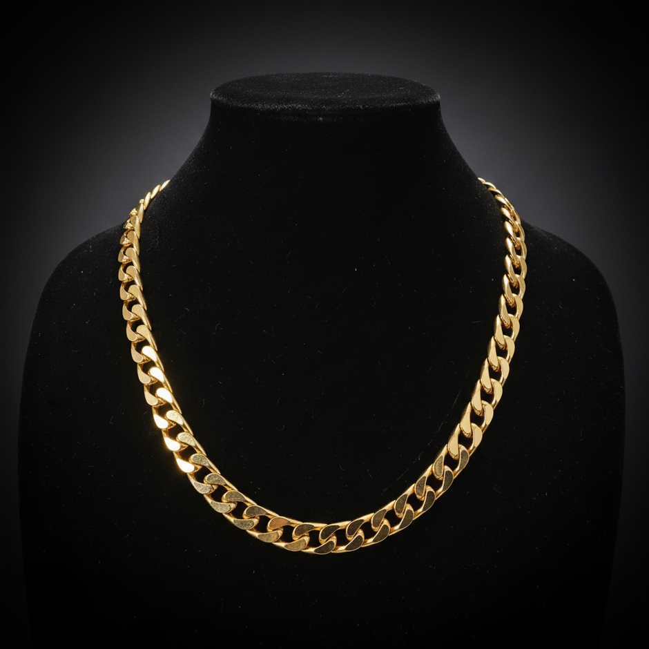 18ct Gold 12mm Link Chain - Bust