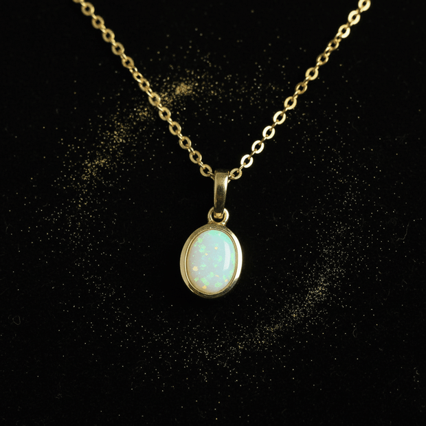 18ct Gold 925 Sterling Silver Australian Solid Opal Pendant Necklace with 2 Inch extender - DP Online