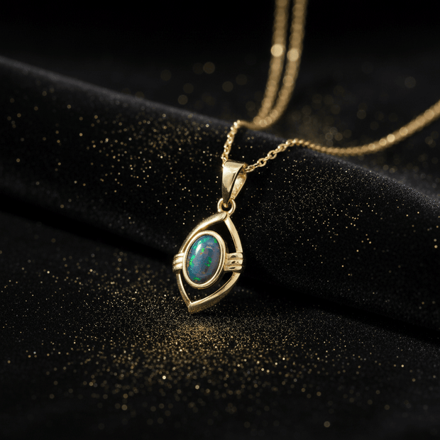 18ct Gold 925 Sterling Silver Majesti Australian Opal Pendant Necklace - DP Online