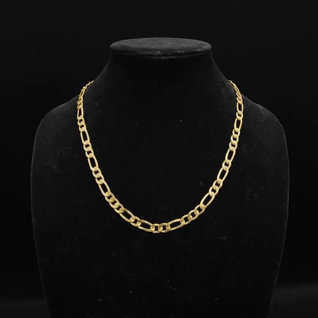 18ct Gold Titanium Figaro Chain 24 Inch 9mm