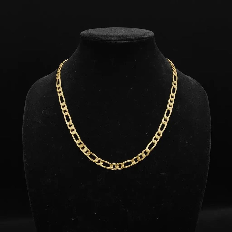 18ct Gold Titanium Figaro Chain 24 Inch 9mm
